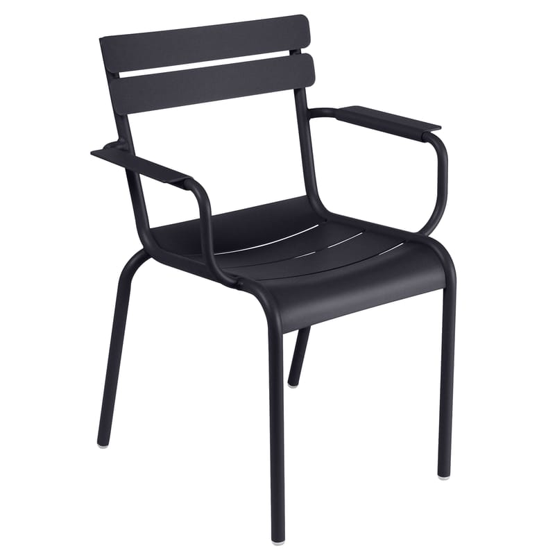 Mobilier - Chaises, fauteuils de salle à manger - Fauteuil empilable Luxembourg Bridge métal gris / Aluminium - Fermob - Carbone - Aluminium laqué