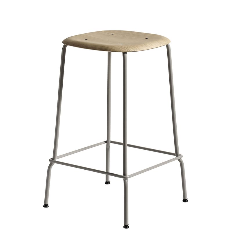 Hay Soft Edge 80 High stool grey natural oak Made In Design UK