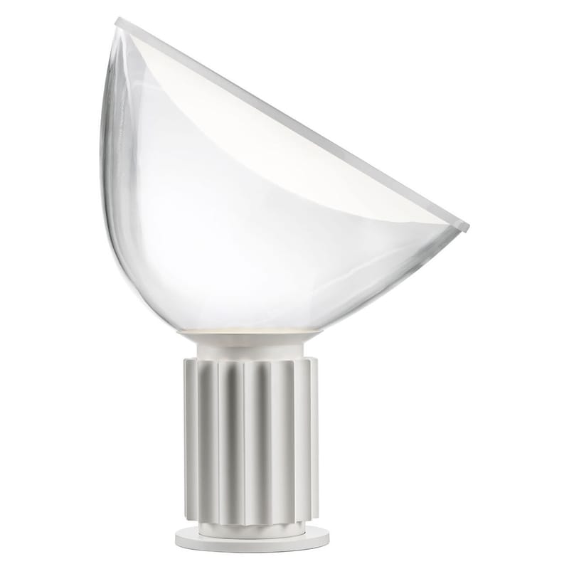 Luminaire - Lampes de table - Lampe de table Taccia LED verre blanc / H 64,5 cm - Castiglioni, 1962 - Flos - Blanc mat / Transparent - Aluminium, Verre soufflé