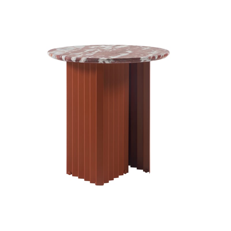 Mobilier - Tables basses - Table basse Plec pierre rouge / Marbre - Ø 50 x H 50 cm - RS BARCELONA - Terracotta - Acier, Marbre