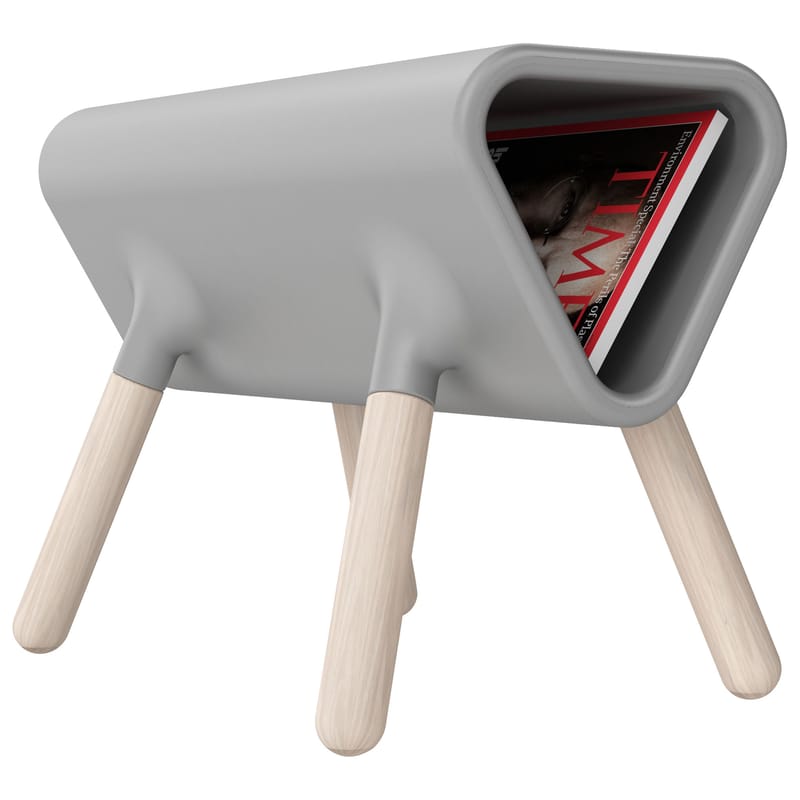 Mobilier - Tables basses - Table d\'appoint Didier plastique bois gris / Porte-revues - L 60 cm - Stamp Edition - Gris - Bois massif, Matériau composite