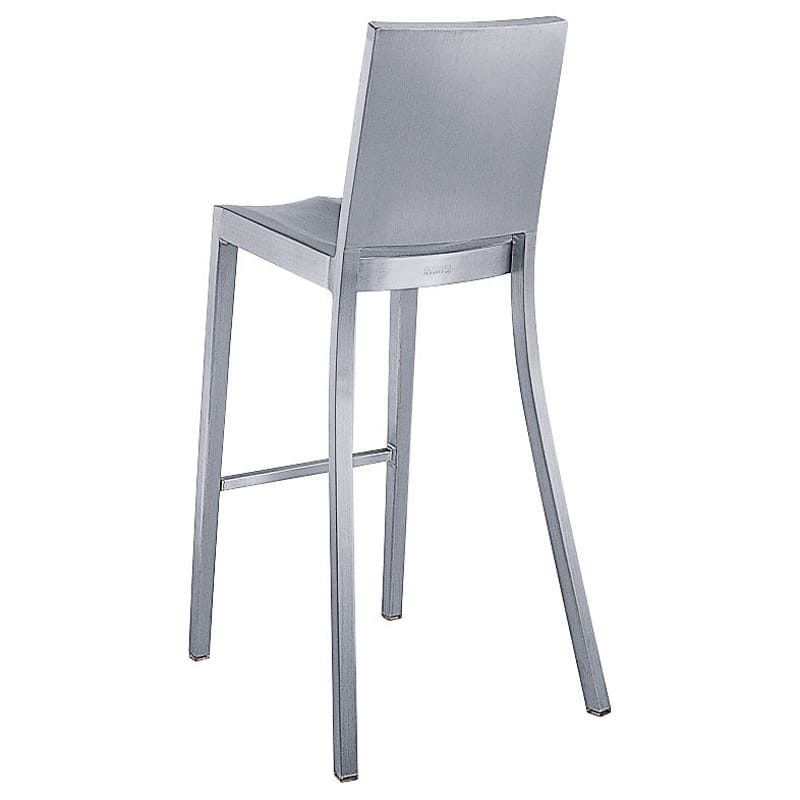 Furniture - Bar Stools - Hudson Outdoor Bar chair metal H 75 cm - Metal - Emeco - Brushed aluminium - Recycled brushed aluminium