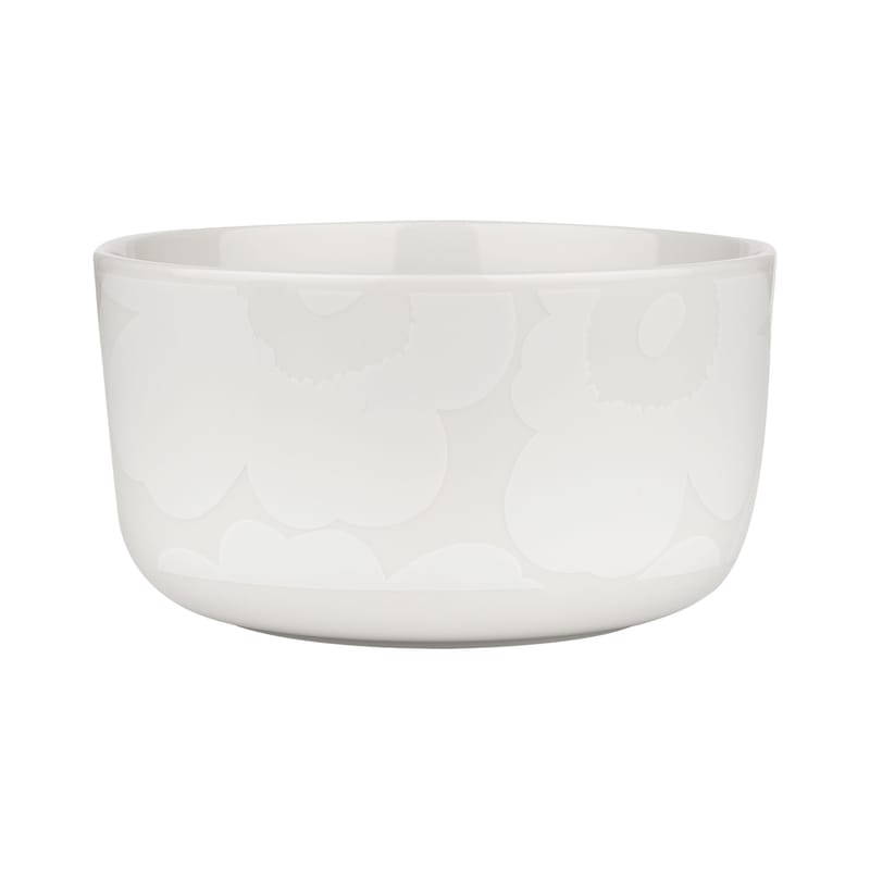 Tableware - Bowls - Unikko Bowl ceramic white / Ø 12.5 x H 7 cm - 50 cl - Marimekko - Unikko / White & natural - Sandstone