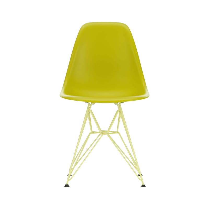Mobilier - Chaises, fauteuils de salle à manger - Chaise RE DSR Colours - Eames Plastic Side Chair plastique jaune / (1950) - Pieds colorés / Recyclé - Vitra - Jaune moutarde / Pied citron - Acier laqué, Plastique recyclé post-consommation