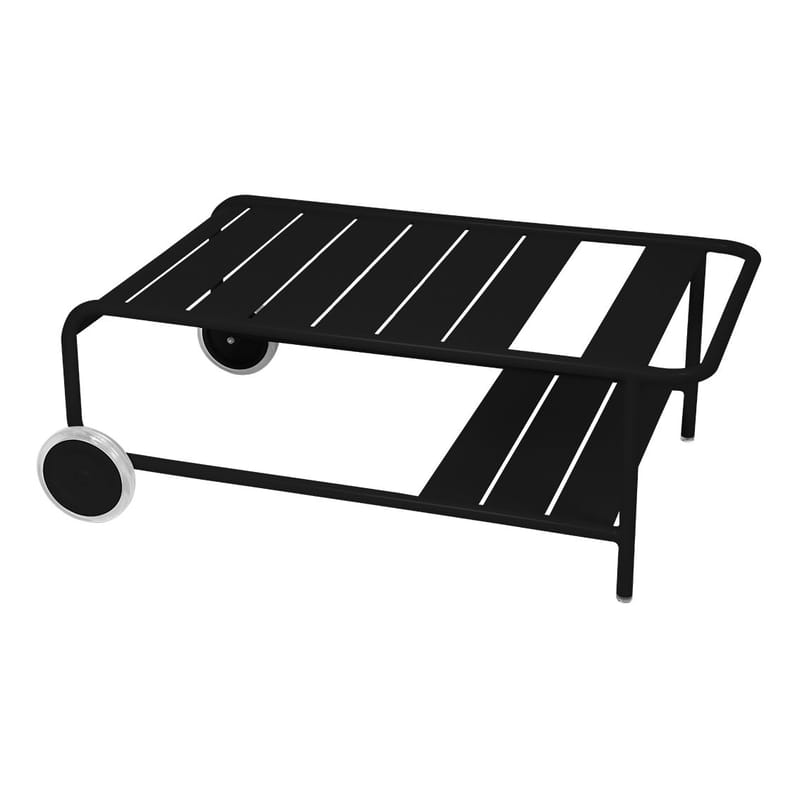 Mobilier - Tables basses - Table basse Luxembourg métal noir / Avec roues - 105 x 65 cm - Fermob - Réglisse - Aluminium