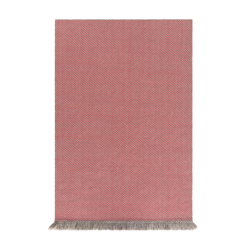 Décoration - Tapis - Tapis d\'extérieur Garden Layers  / 90 x 200 cm - Tissé main - Gan - Diagonales / Rouge & amande - Polypropylène