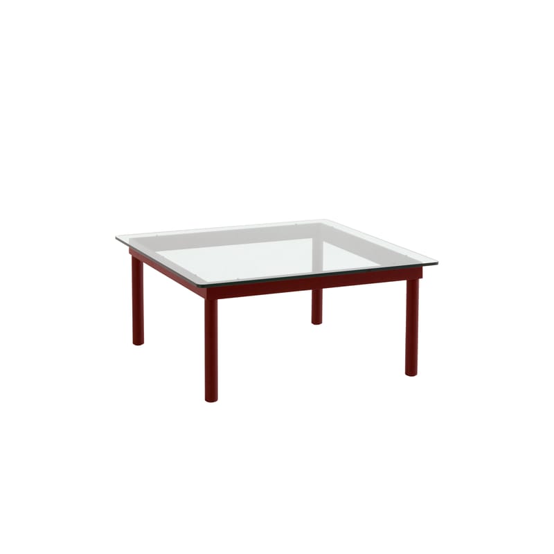 Arredamento - Tavolini  - Tavolino Kofi vetro rosso / 80 x 80 cm - Vetro & legno - Hay - Rosso / Vetro trasparente - Rovere massello laccato, Vetro temprato
