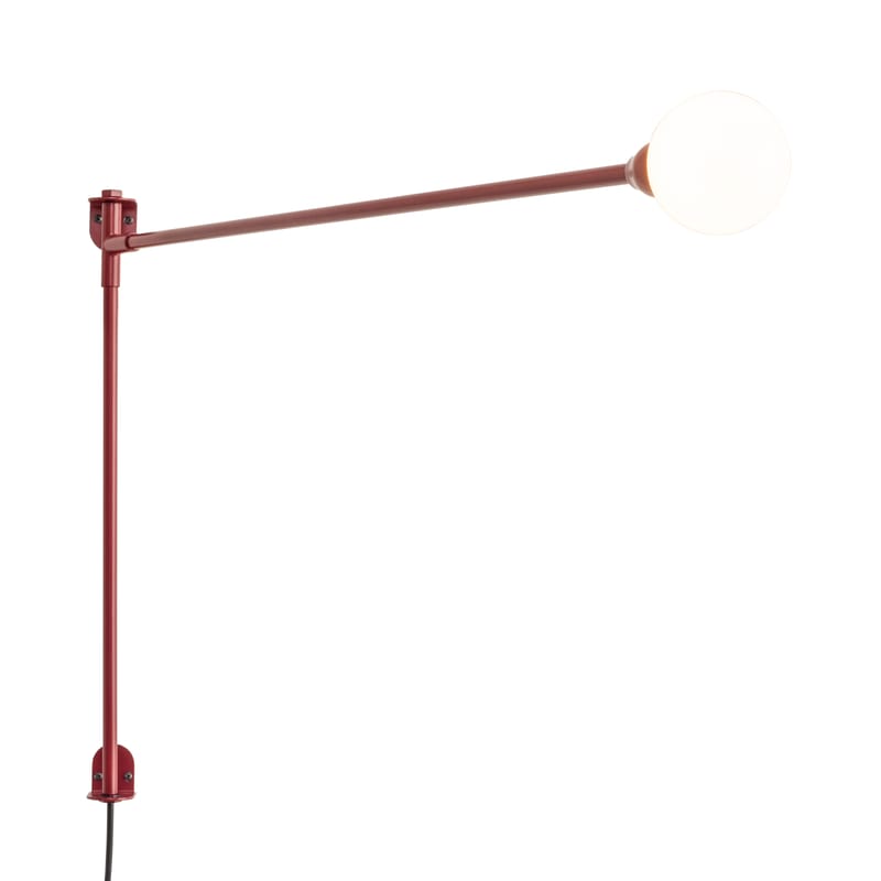 Luminaire - Appliques - Applique avec prise Potence pivotante Mini métal rouge / Charlotte Perriand, 1938 - L 100 cm - Nemo - Rouge - Métal, Verre