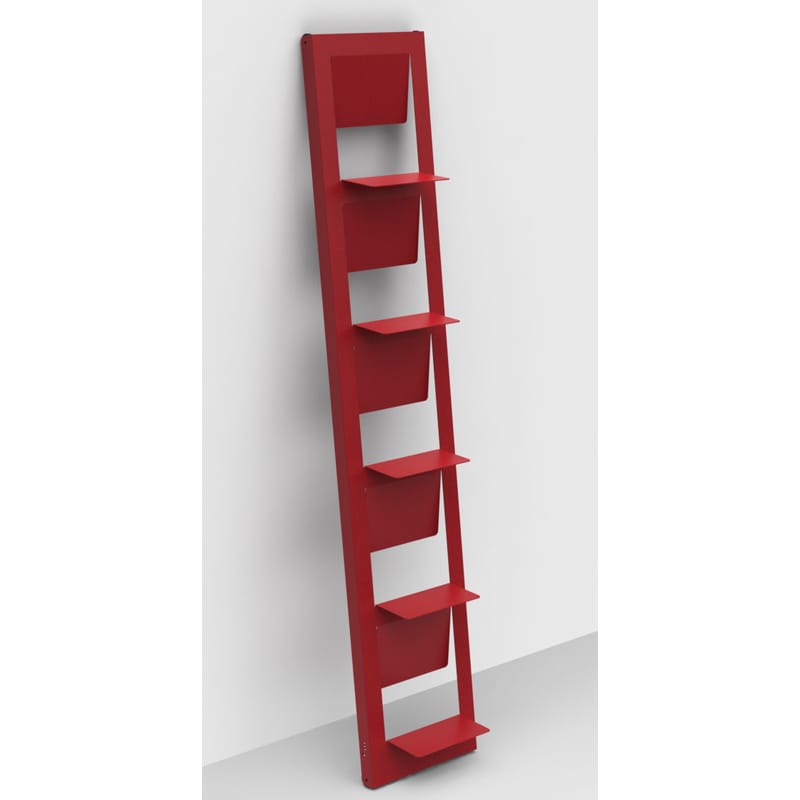 Mobilier - Etagères & bibliothèques - Bibliothèque Pampero métal rouge / à poser - H 185 cm - Matière Grise - Rouge - Métal