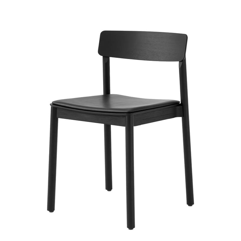 Mobilier - Chaises, fauteuils de salle à manger - Chaise Betty TK3 cuir bois noir - &tradition - Noir / Cuir noir - Bois massif, Contreplaqué, Cuir