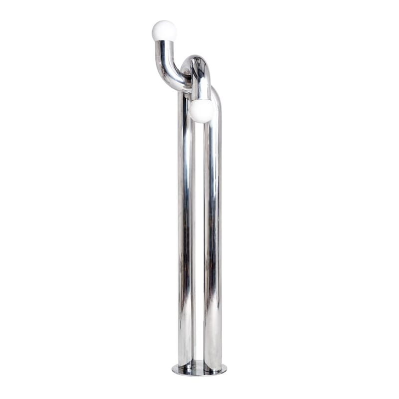 Luminaire - Lampadaires - Lampadaire Modulation gris argent métal / H 184 cm - Aluminium - Axel Chay - Poli miroir - Aluminium poli, Verre