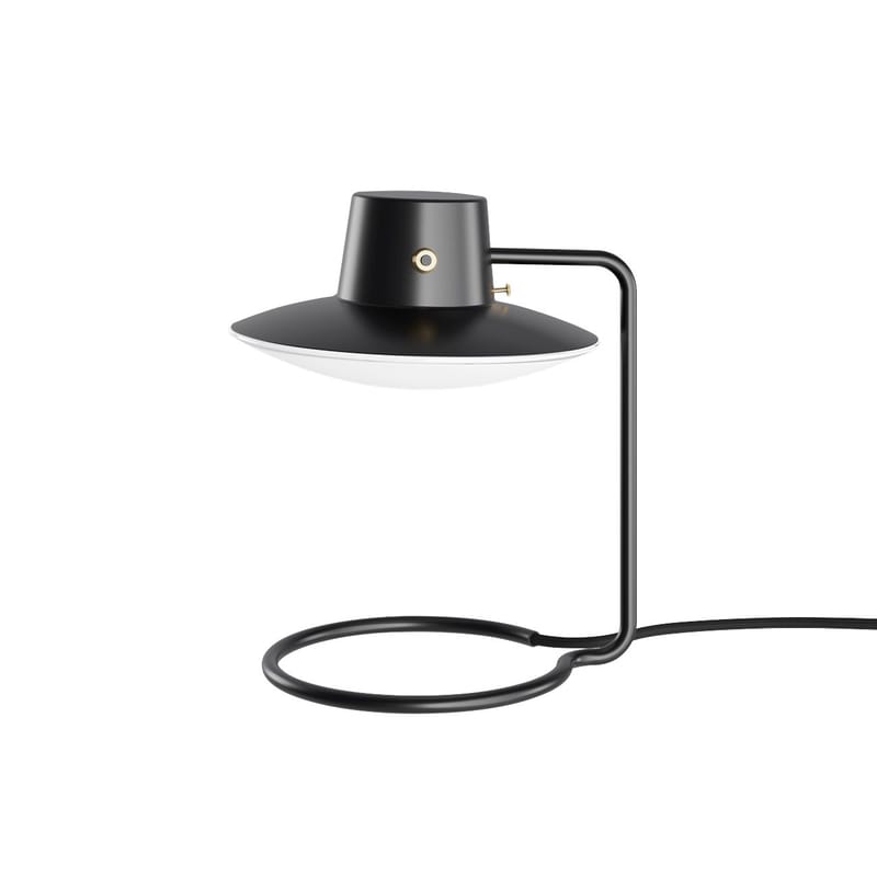 Luminaire - Lampes de table - Lampe de table AJ Oxford métal noir / Arne Jacobsen, 1963 - H 28,4 cm - Louis Poulsen - Abat-jour : noir & opalin - Acier, Verre soufflé