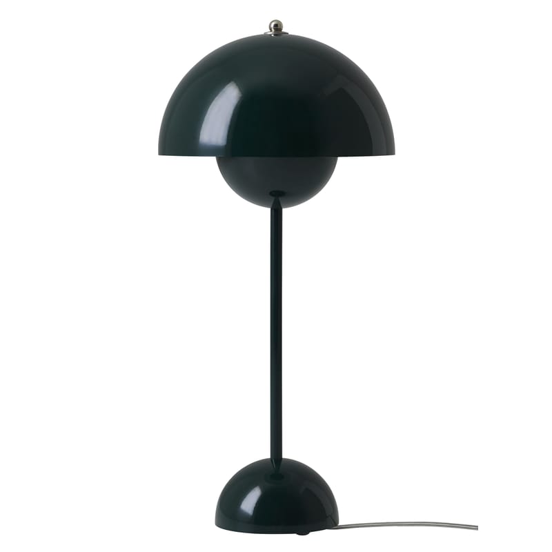 Luminaire - Lampes de table - Lampe de table FlowerPot VP3 / H 49 cm - By Verner Panton, 1968 - &tradition - Vert foncé - Aluminium laqué