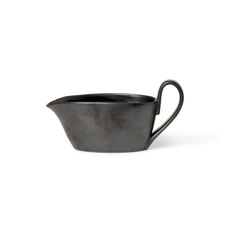 Table et cuisine - Carafes et décanteurs - Pot à lait Flow céramique noir / H 10 cm - 30 cl - Ferm Living - Noir - Porcelaine émaillée