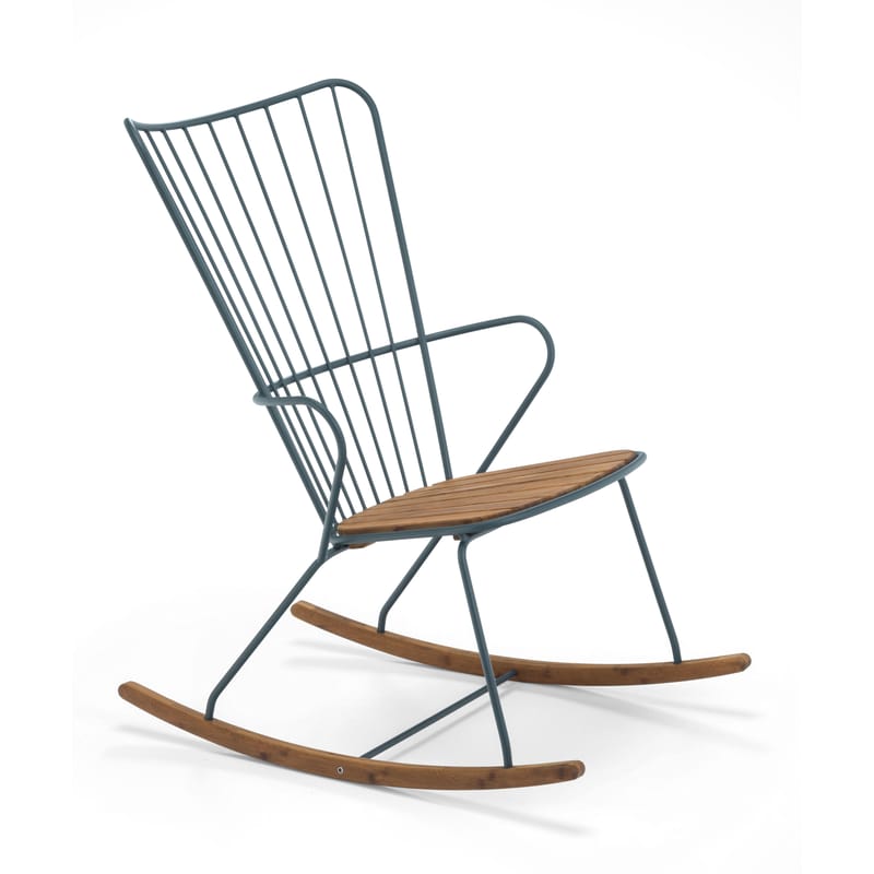 Mobilier - Fauteuils - Rocking chair Paon métal vert bois naturel / bambou - Houe - Vert sapin - Acier revêtement poudre, Bambou