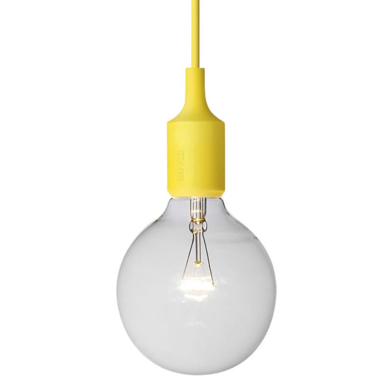 Luminaire - Suspensions - Suspension E27 plastique jaune / Silicone - Ampoule incluse - Muuto - Jaune - Silicone