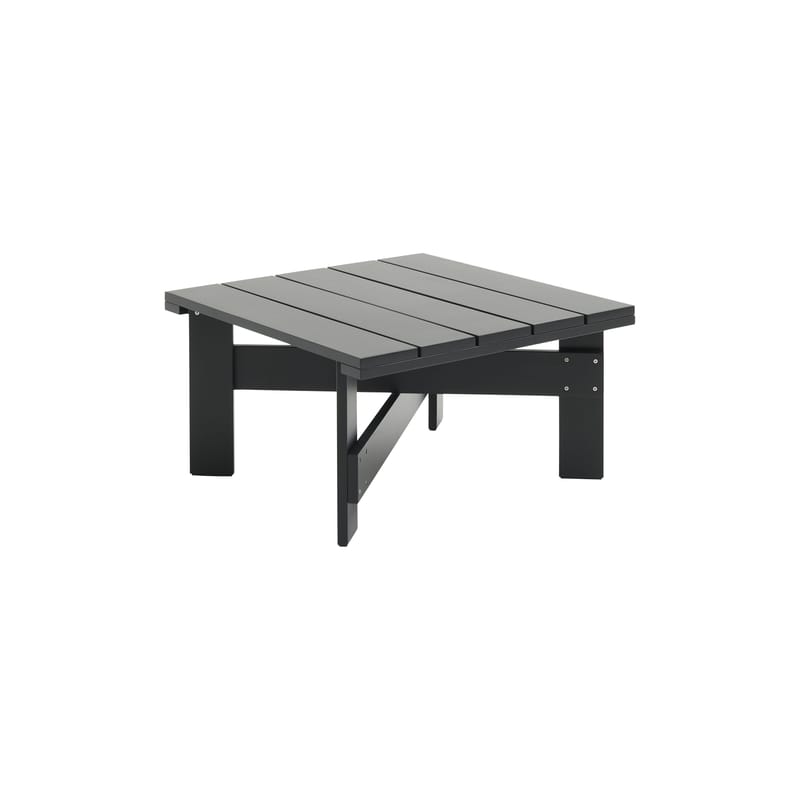 Mobilier - Tables basses - Table basse Crate Outdoor bois noir / Gerrit Rietveld, 1934 - 75,5 x 75,5 x H 40 cm - Hay - Noir - Pin massif laqué