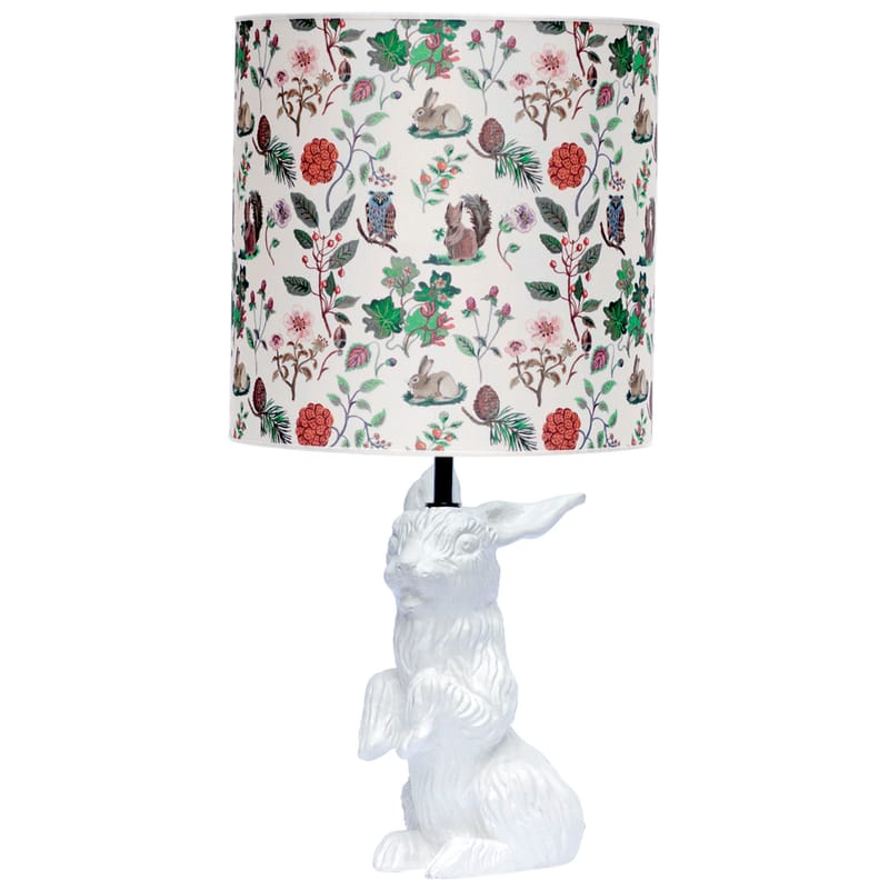 Decoration - Children\'s Home Accessories - Jeannot Lapin Table lamp - With printed lampshade by Domestic - White rabbit - Autumn shade - Enamled terracotta, Silkscreen printed cotton
