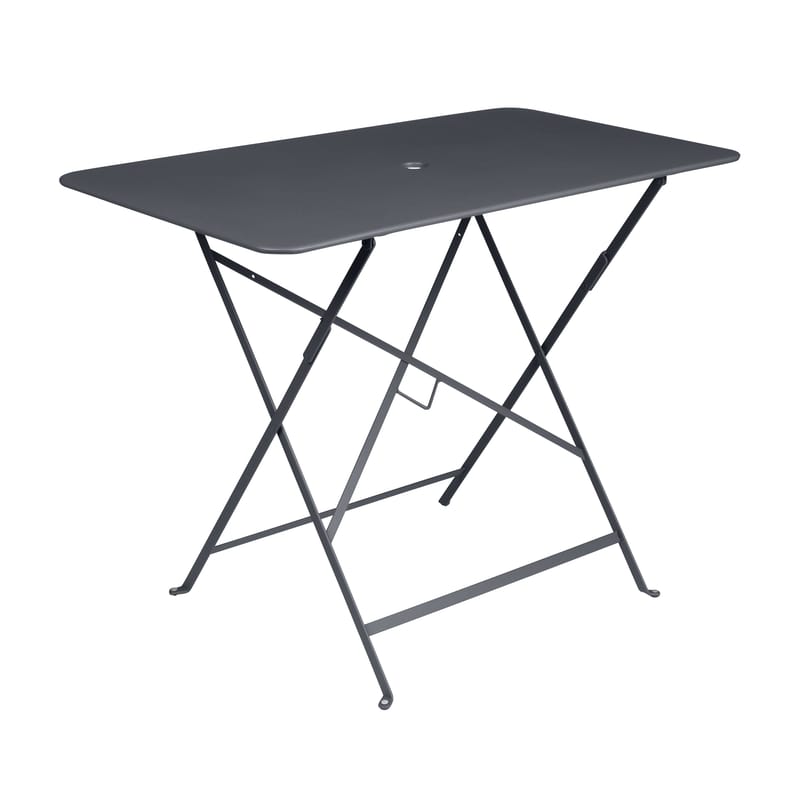 Jardin - Tables de jardin - Table pliante Bistro métal gris noir / 97 x 57 cm - 4 personnes - Trou parasol - Fermob - Carbone - Acier peint