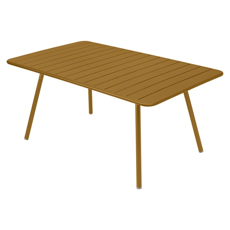 Jardin - Tables de jardin - Table rectangulaire Luxembourg métal jaune / 6 à 8 personnes - 165 x 100 cm - Fermob - Pain d\'épices - Aluminium