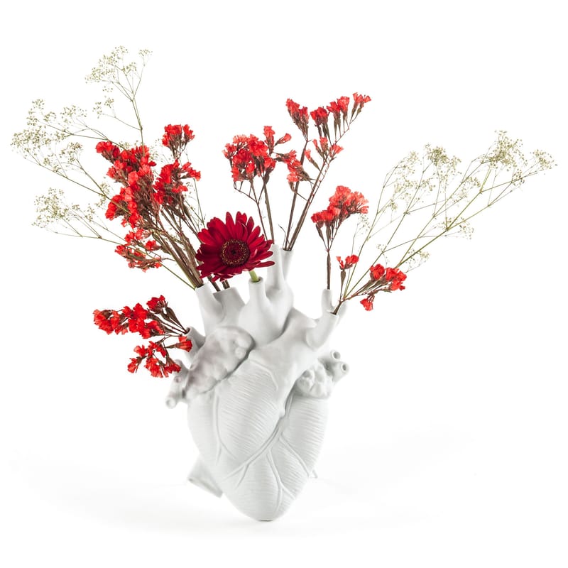 Interni - Vasi - Vaso Love in Bloom ceramica bianco / Cuore umano - Seletti - Bianco - Porcellana