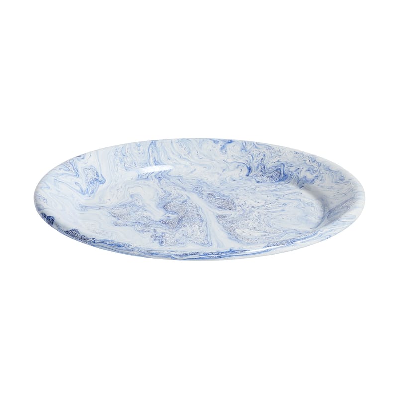 Table et cuisine - Assiettes - Assiette Soft Ice métal bleu / Ø 26 cm - Hay - Marbrures bleues - Acier émaillé