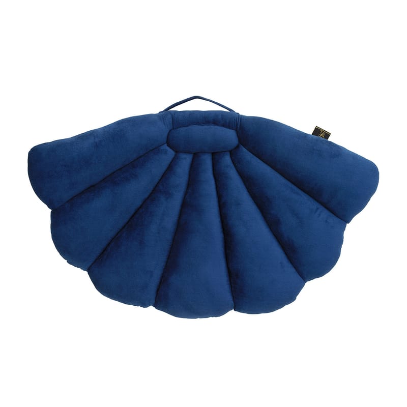 Décoration - Coussins - Coussin Coquillage tissu bleu / Pliable - Velours - 75 x 94 cm - Garden Glory - Bleu nuit - Mousse, Velours