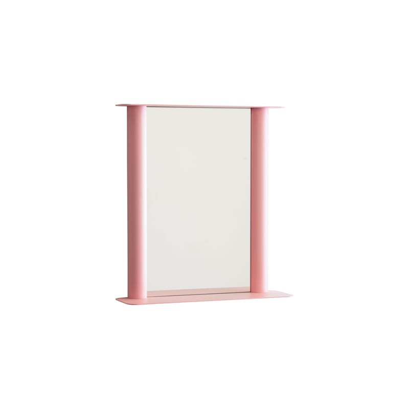 Décoration - Miroirs - Miroir mural Pipeline Small métal rose / L 56 x H 60.6 cm - raawii - Rose - Aluminium, Verre