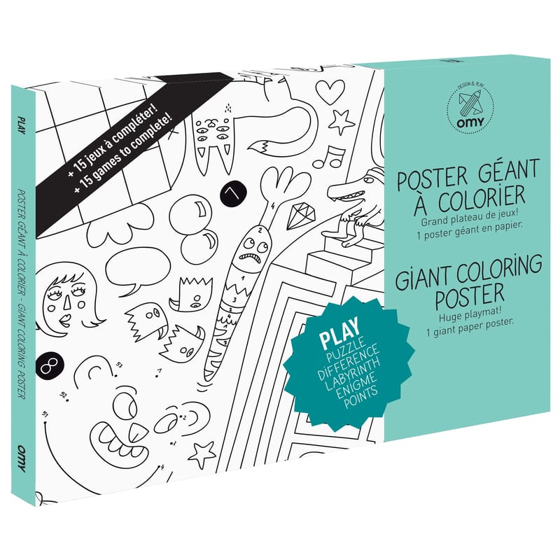 Décoration - Pour les enfants - Poster à colorier Play papier blanc noir / 100 x 70 cm - OMY Design & Play - Play - Papier recyclé