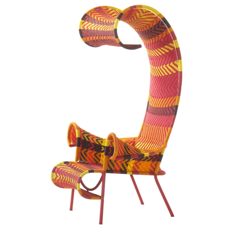 Möbel - Lounge Sessel - Sessel Shadowy plastikmaterial rot orange - Moroso - Multired (orange, gelb, braun, rot) - gefirnister Stahl, Plastikfäden
