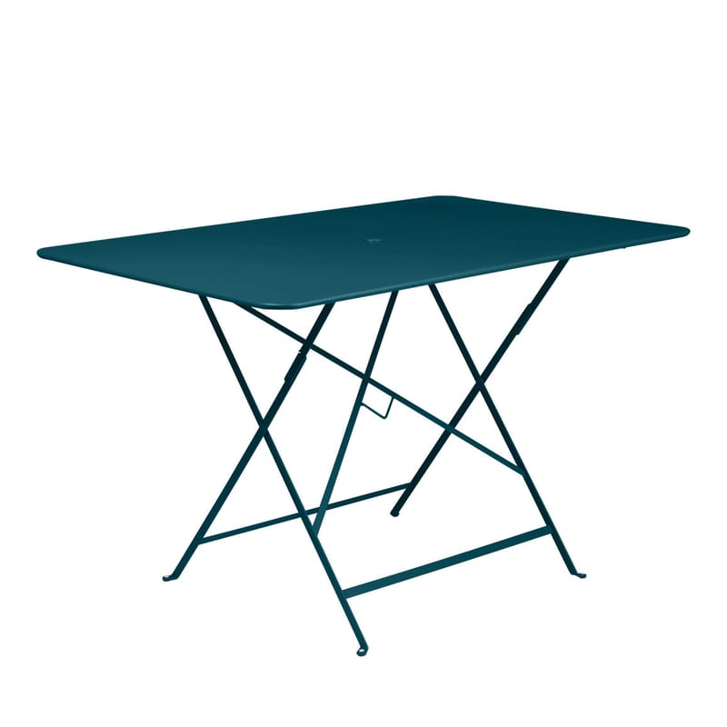 Jardin - Tables de jardin - Table pliante Bistro métal bleu / 117 x 77 cm - 6 personnes - Trou parasol - Fermob - Bleu acapulco - Acier peint
