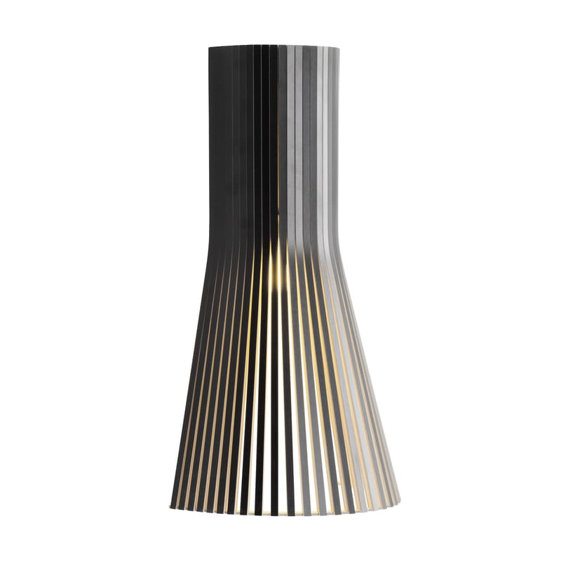 Luminaire - Appliques - Applique avec prise Secto S bois noir / H 45 cm - Secto Design - Noir - Lattes de laminé de bouleau