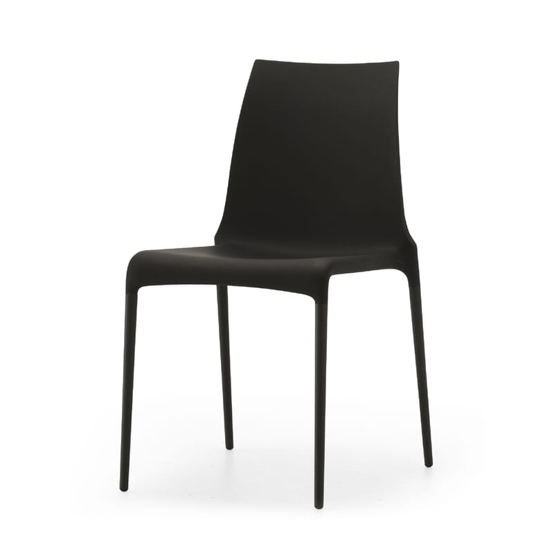 Mobilier - Chaises, fauteuils de salle à manger - Chaise empilable Petra plastique noir - Cinna - Noir - Aluminium laqué