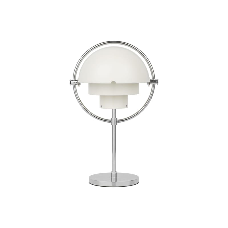 Luminaire - Lampes de table - Lampe extérieur sans fil rechargeable Multi-Lite métal blanc / Louis Weisdorf, 1972 - Gubi - Blanc / Base chromé - Laiton