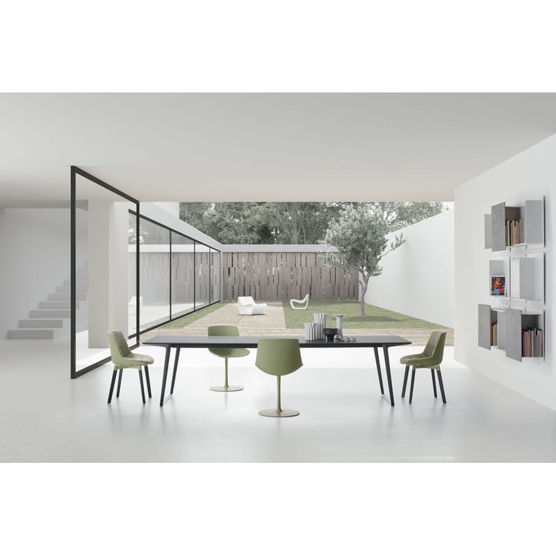 White plastic chairs shop with metal legs
