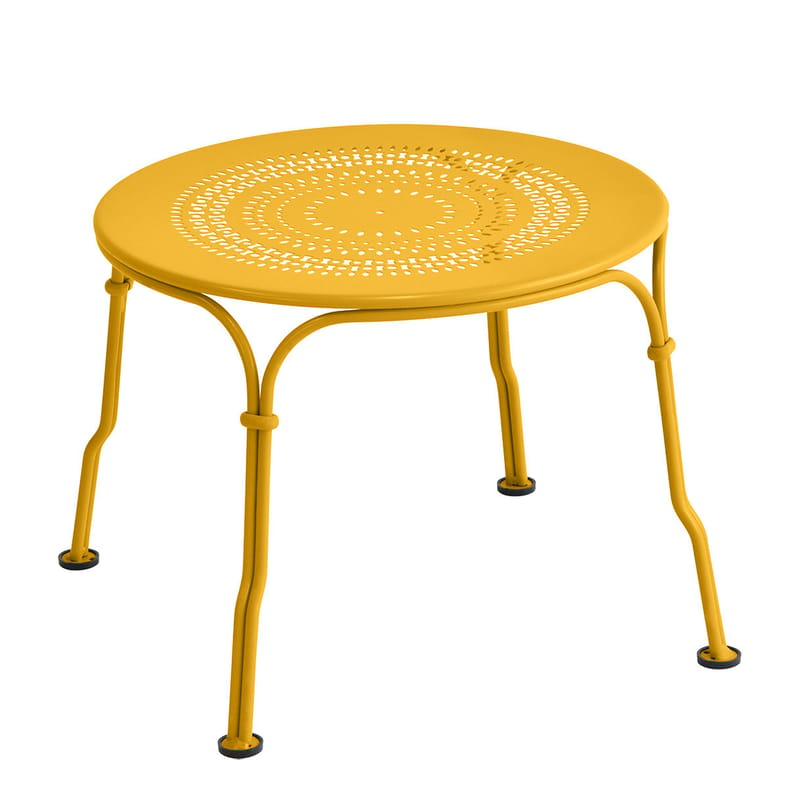 Mobilier - Tables basses - Table basse 1900 métal jaune / Ø 45 cm - Fermob - Miel - Acier peint