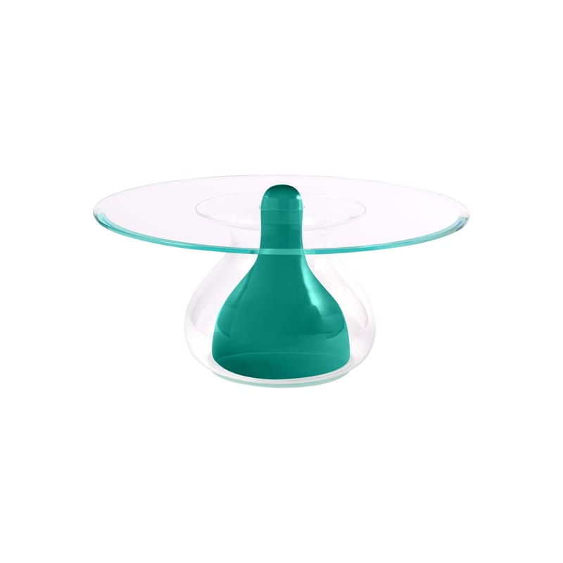 Mobilier - Tables basses - Table basse Miya verre vert / Ø 90 x H 38 cm - Cappellini - Vert Emeraude - Verre