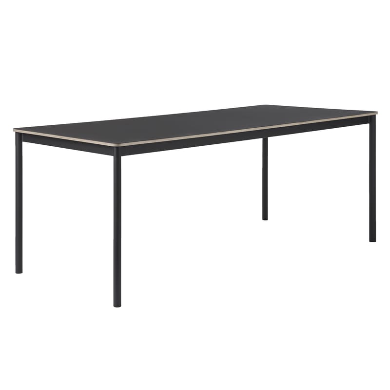 Mobilier - Bureaux - Table rectangulaire Base bois noir /190 x 85 cm - Muuto - Noir / Plateau : bord bois - Aluminium extrudé, Contreplaqué, Stratifié
