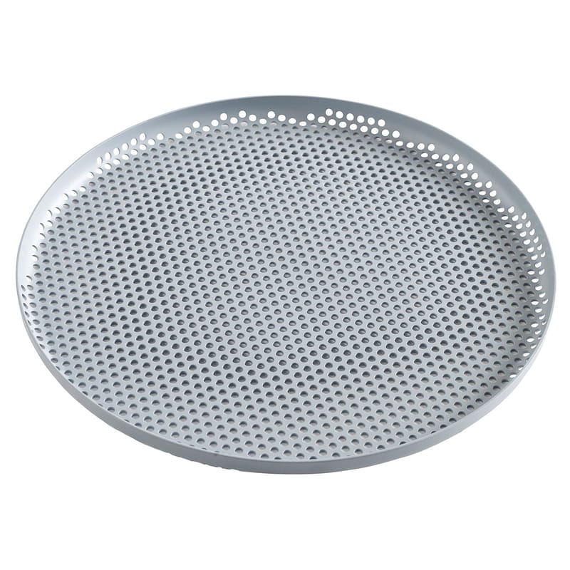 Tableware - Trays and serving dishes - perforated Tray metal grey / Large - Ø 35 cm - Hay - Grey-blue - Perforated aluminium