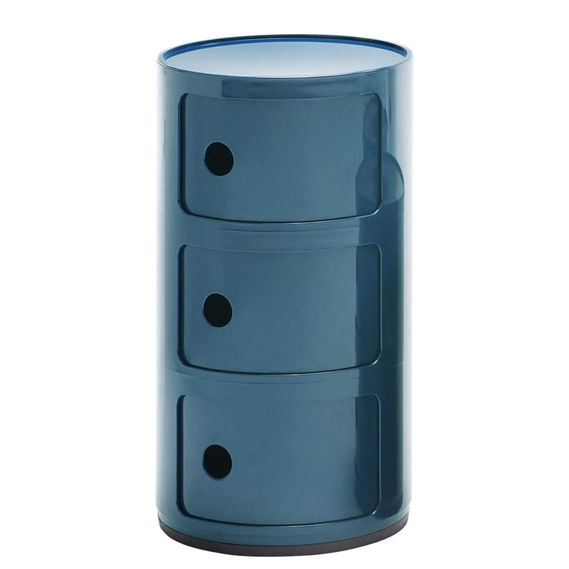 Möbel - Möbel für Kinder - Ablage Componibili plastikmaterial blau / 3 Fächer - H 58 cm - Kartell - Petrolblau - ABS