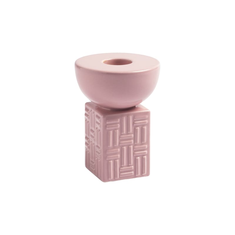 Décoration - Bougeoirs, photophores - Bougeoir Stack céramique rose / Ø 7 x H 9 cm - & klevering - Rose - Céramique