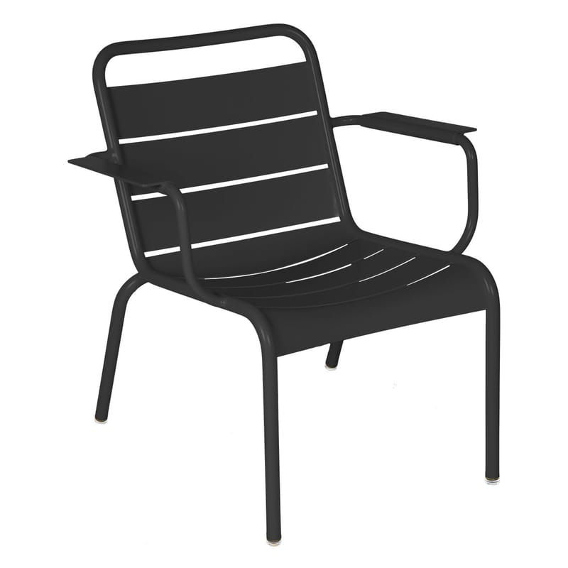 Möbel - Lounge Sessel - Lounge-Sessel Luxembourg metall schwarz / Niedrige Sitzfläche - Fermob - Anthrazit - Aluminium