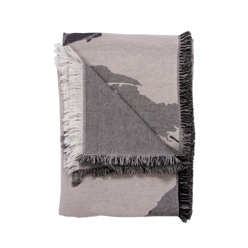Tendances - Petits prix - Plaid Floreo tissu gris / 170 x 130 cm - AYTM - Beige & gris - Coton, Laine, Lurex, Polyamide