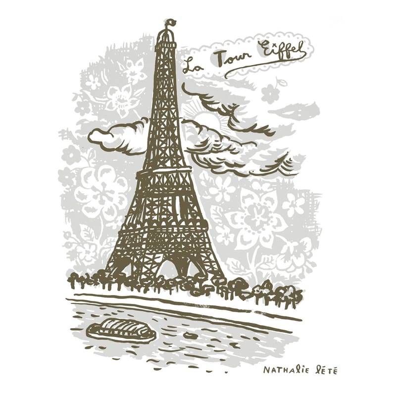 Décoration - Pour les enfants - Sticker La Tour Eiffel papier gris / 50 x 50 cm - Domestic - Gris - Vinyl