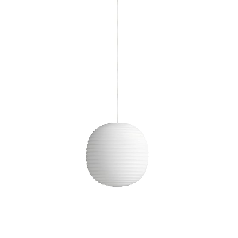 Luminaire - Suspensions - Suspension Lantern Small verre blanc / Ø 20 cm - NEW WORKS - Ø 20 cm - Verre dépoli strié