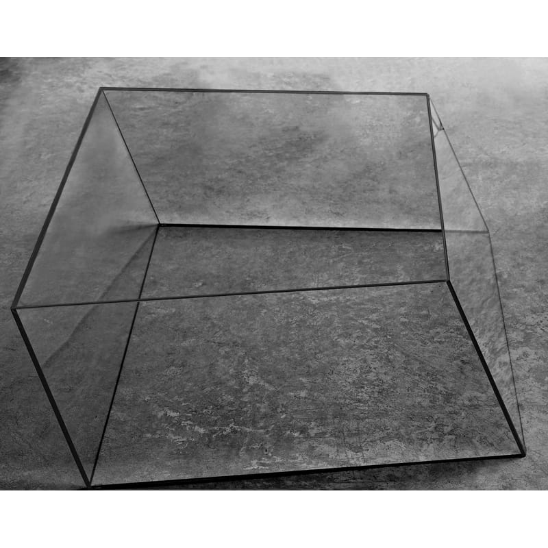 Mobilier - Tables basses - Table basse Wireframe verre noir transparent / 75 x 87 cm - Piero Lissoni, 2011 - Glas Italia - Transparent - Arêtes noir - Cristal trempé