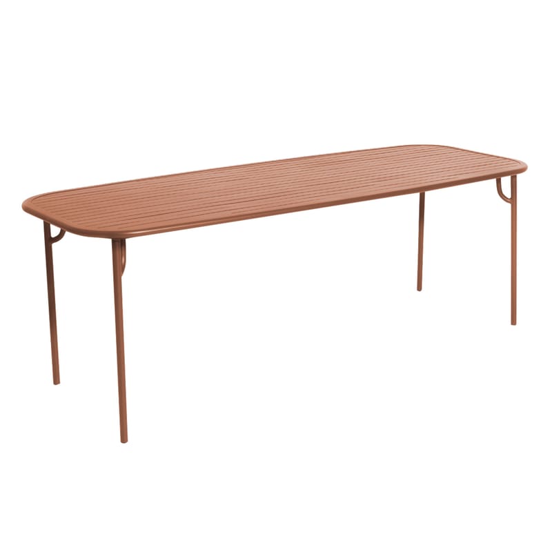 Jardin - Tables de jardin - Table rectangulaire Week-end Large métal marron / 220 x 85 cm - Aluminium - Petite Friture - Terracotta - Aluminium
