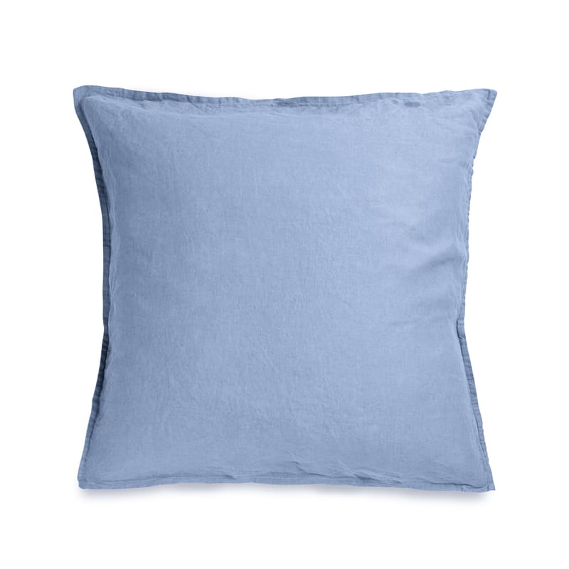 Décoration - Textile - Taie d\'oreiller 65 x 65 cm  tissu bleu / Lin lavé - Au Printemps Paris - 65 x 65 cm / Bleu ciel - Lin lavé