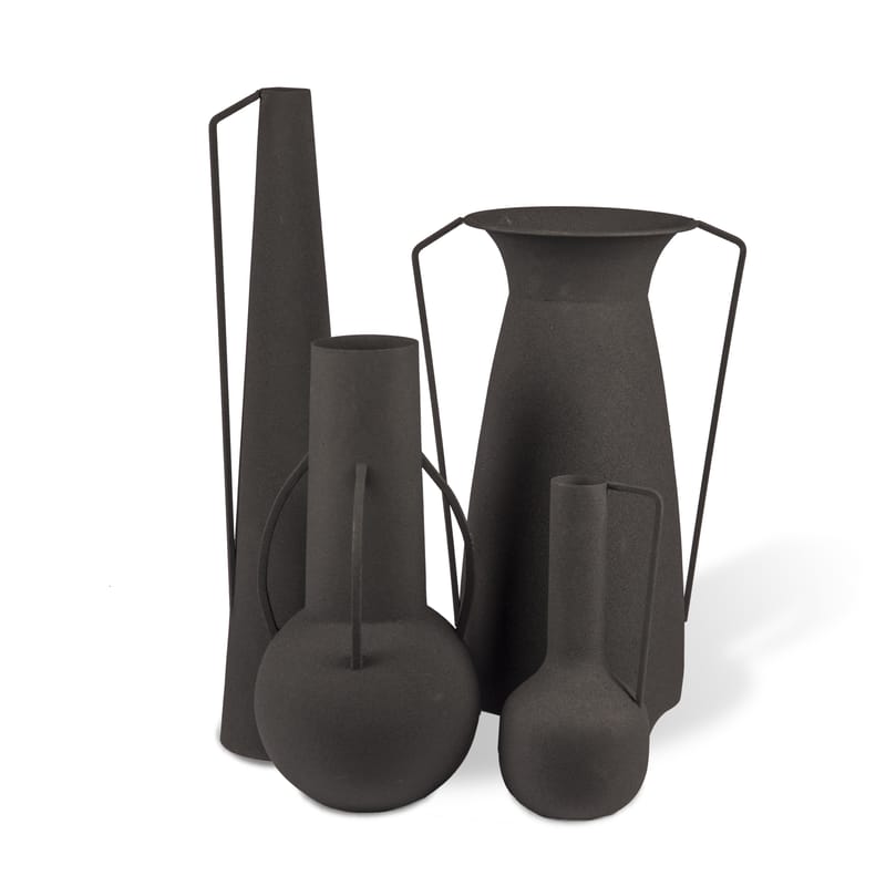 Décoration - Vases - Vase Roman métal noir / Set de 4 - Usage décoratif seulement - Pols Potten - Noir - Fer laqué époxy, finition sablée mate