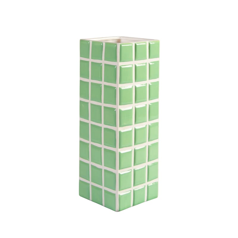 Décoration - Vases - Vase Tile Large céramique vert / 10.5 x 10.5 x 28 cm - & klevering - Menthe - Céramique